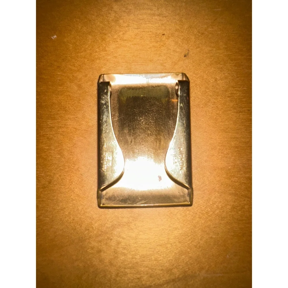 Vintage Hickok USA 1/20 10KT Gold Filled Monogram R Money Clip Engraved Brushed